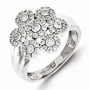 Sterling Silver Fancy Diamond Flower Shape Ring
