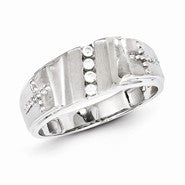 Sterling Silver w/Rhodium Plated Diamond & Cross Men's Ring