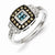 Sterling Silver Antiqued Square White, Champagne & Blue Diamond Ring
