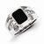 Sterling Silver White Sapphire & Onyx Square Men's Ring