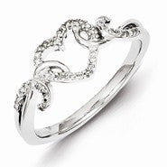 Sterling Silver Heart Shape Design Diamond Ring