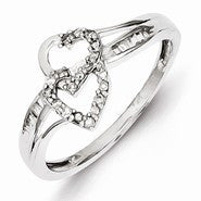 Sterling Silver Diamond Double Heart Ring