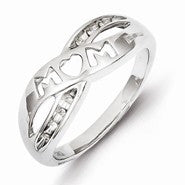 Sterling Silver w/Rhodium Plated Diamond Mom Ring
