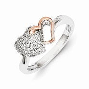 Sterling Silver & 14k Gold Heart Diamond Ring