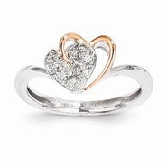Sterling Silver & 14k Gold Heart Diamond Ring