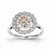 Sterling Silver w/Rhodium Plated & 14k Rose Gold Diamond Round Ring