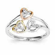Sterling Silver & 14k Gold Heart Diamond Ring