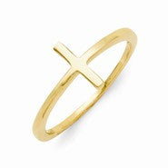 Sterling Silver Yellow Gold-plated Sideways Cross Ring