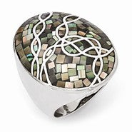 Sterling Silver Grey Mosaic MOP Ring