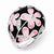 Sterling Silver CZ and Black & Pink Enameled Flower Domed Ring