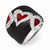 Sterling Silver CZ and Red and Black Enameled Hearts Domed Ring