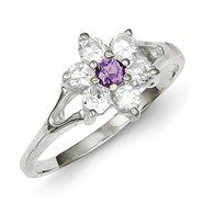 Sterling Silver Amethyst and CZ Ring