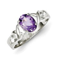 Sterling Silver Amethyst and CZ Ring