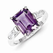 Sterling Silver Amethyst and CZ Ring