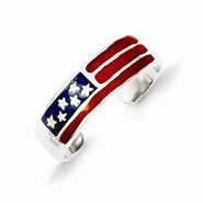 Sterling Silver Enameled Flag Toe Ring