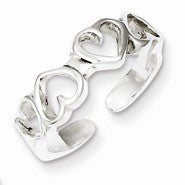Sterling Silver Hearts Toe Ring