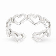 Sterling Silver Cut-out Hearts Toe Ring