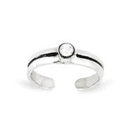 Sterling Silver CZ Antiqued Toe Ring