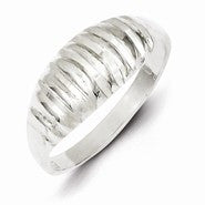 Sterling Silver Diamond-cut Domed Ring