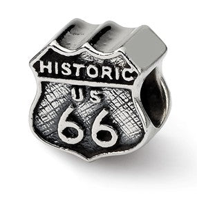 Sterling Silver Route 66 Bead Charm hide-image