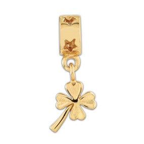 Gold Plated 4-leaf Clover Dangle Bead Charm hide-image