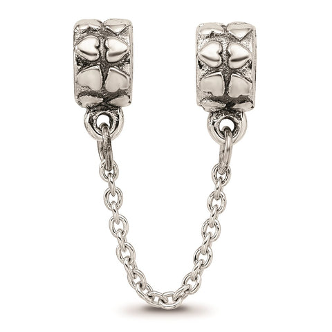 Security Chain Heart Charm Bead in Sterling Silver