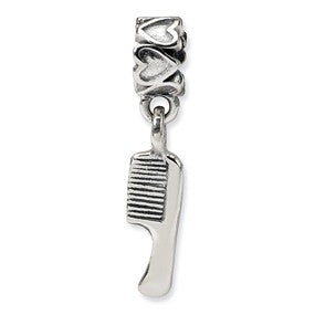 Sterling Silver Kids Comb Dangle Bead Charm hide-image
