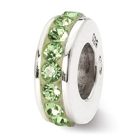 Sterling Silver August Single Row Swarovski Elements Bead Charm hide-image