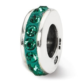 Sterling Silver May Single Row Swarovski Elements Bead Charm hide-image