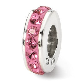 Sterling Silver Oct Single Row Swarovski Elements Bead Charm hide-image