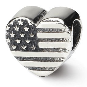 Sterling Silver Heart Flag Bead Charm hide-image