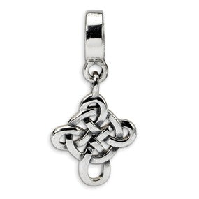 Sterling Silver Celtic Weave Cross Dangle Bead Charm hide-image