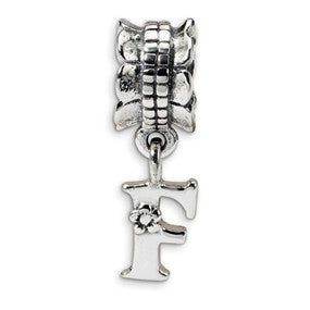 Sterling Silver Letter F Dangle Bead Charm hide-image