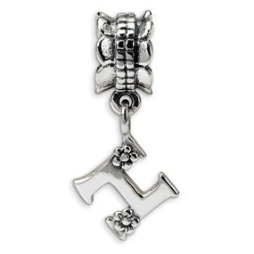 Sterling Silver Letter H Dangle Bead Charm hide-image