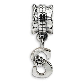 Sterling Silver Letter S Dangle Bead Charm hide-image