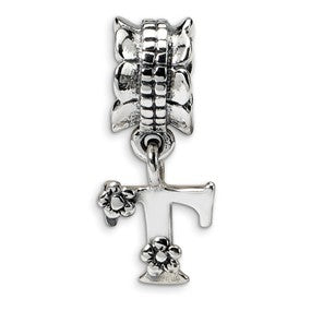 Sterling Silver Letter T Dangle Bead Charm hide-image