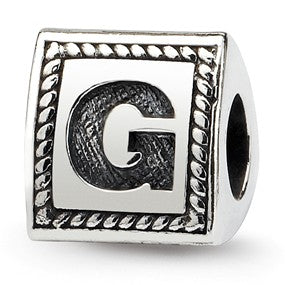 Sterling Silver Letter G Triangle Block Bead Charm hide-image