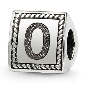 Sterling Silver Number 0 Triangle Block Bead Charm hide-image