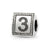 Number 3 Triangle Block Charm Bead in Sterling Silver