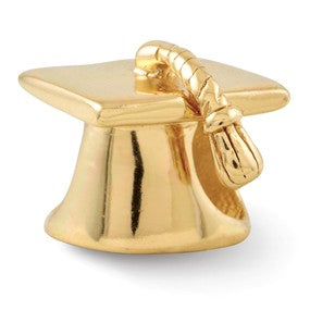 Gold Plated Graduation Cap Bead Charm hide-image