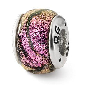 Sterling Silver Purple Dichroic Glass Bead Charm hide-image