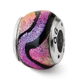 Sterling Silver Purple Dichroic Glass Bead Charm hide-image