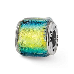 Sterling Silver Yellow Dichroic Glass Bead Charm hide-image