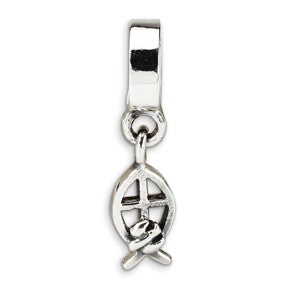 Sterling Silver Ichthus Dangle Bead Charm hide-image