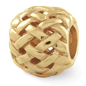 Gold Plated Basketweave Bali Bead Charm hide-image