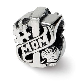 Sterling Silver #1 Mom Bead Charm hide-image