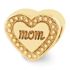 Gold Plated Mom Heart Bead Charm hide-image