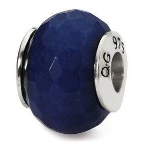 Sterling Silver Dark Blue Quartz Stone Bead Charm hide-image