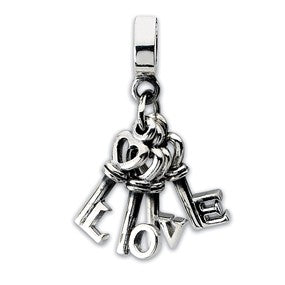 Sterling Silver Love Keys Dangle Bead Charm hide-image