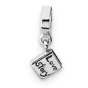 Sterling Silver Love Story Book Dangle Bead Charm hide-image